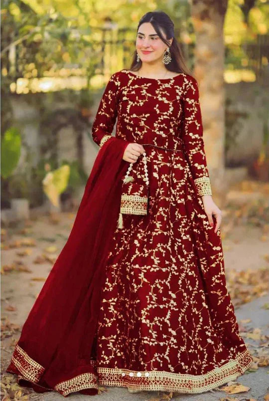 Enchanting Elegance: Embroidered Lehenga Ensemble - 4 Piece Wedding Collection