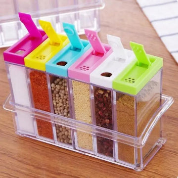 6 PCs Plastic Spice Seasoning  Plastic Storage Container