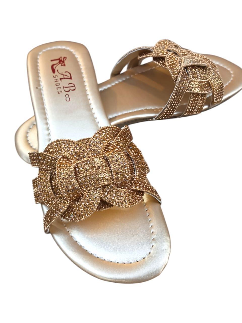 Stylish Women's Glitter Flats - Fancy Rexine Footwear