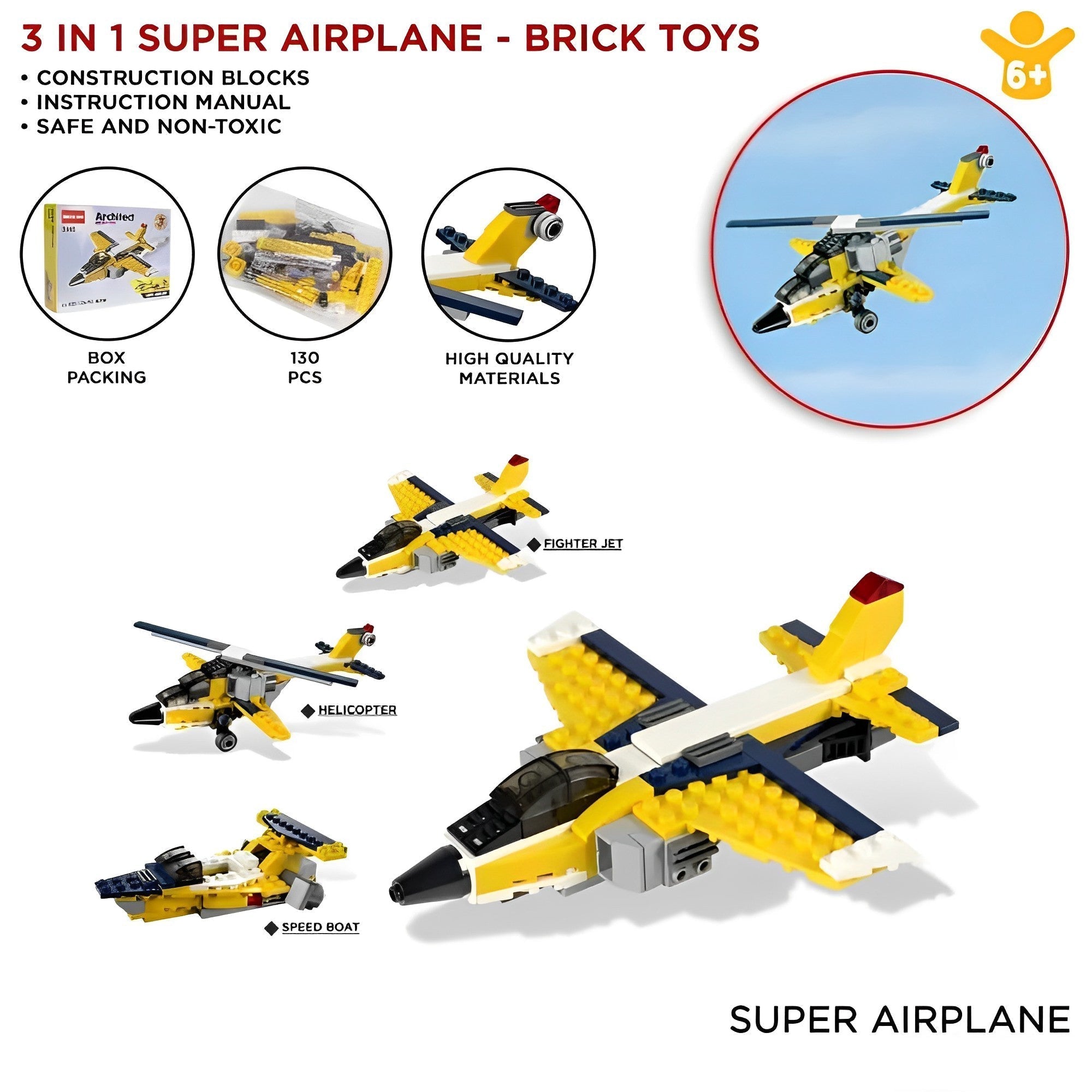 130Pcs Airplane Blocks Toy Set