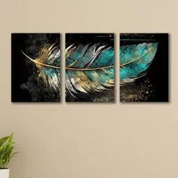 Multicolor Leaf Shaped Design Wall Art - 3 Pcs Set