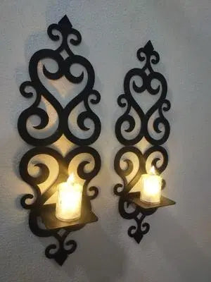 2 Pcs Candle Holder Wall Decoration Set