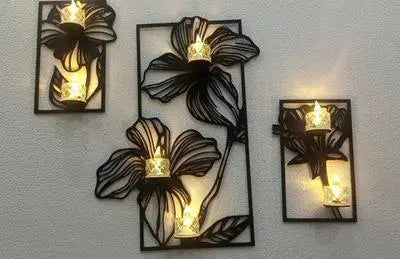 Elegant Black Flower Wall Decor - 3 Piece Set for Stylish Ambiance