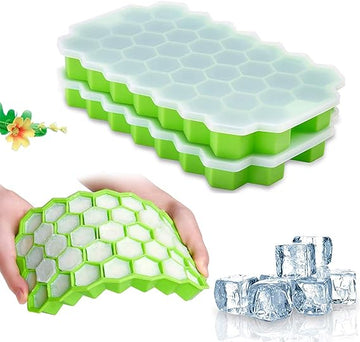 Silicone Ice Tray With Cap Push Pop Out Round Mini Ice Cube Trays With Plastic Cover Flexible Silicone Bottom