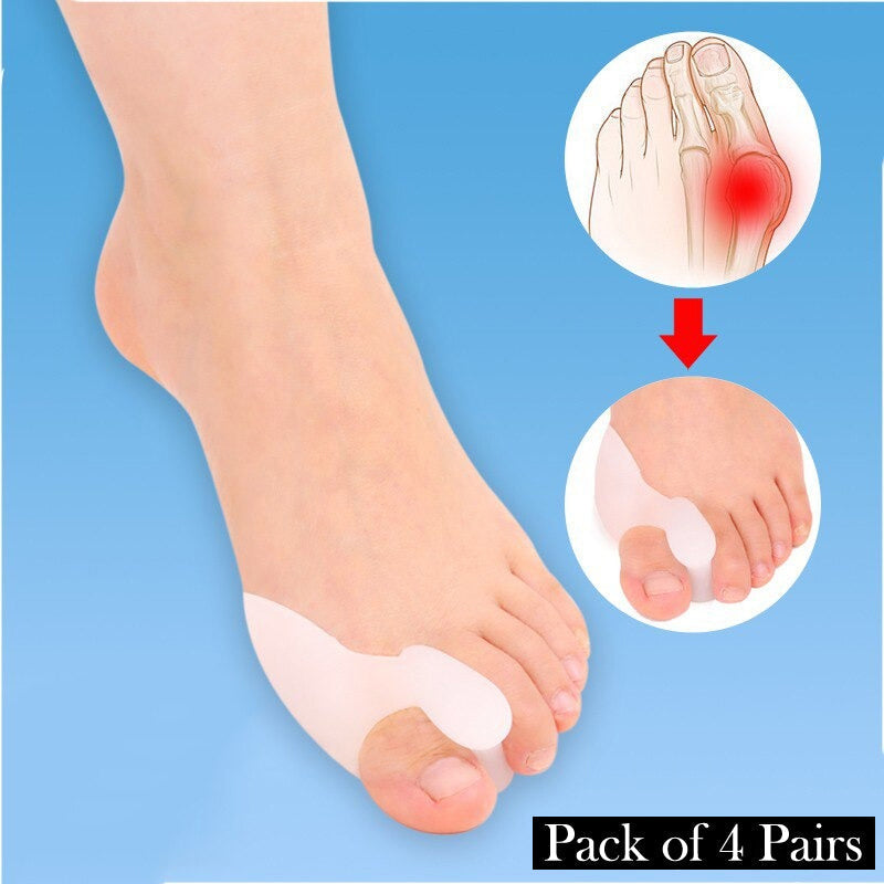 Pack Of 4 Pairs Silicone Gel Foot Fingers Hole Bunion Toe Separator Thumb Valgus Protectors